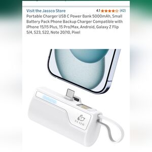 White Portable Charger USB C Power Bank 5000mAh